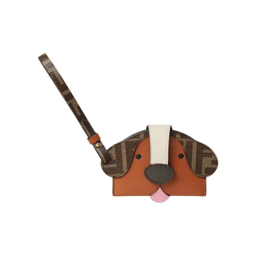 FENDI Футляр Для Пластиковых Карт FENDI Best Friends ForeverФутляр Для Пластиковых Карт Из Кожи И Ткани Коричневого Цвета С Узором FF