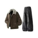 Оливковый зеленый топ + черные джинсы