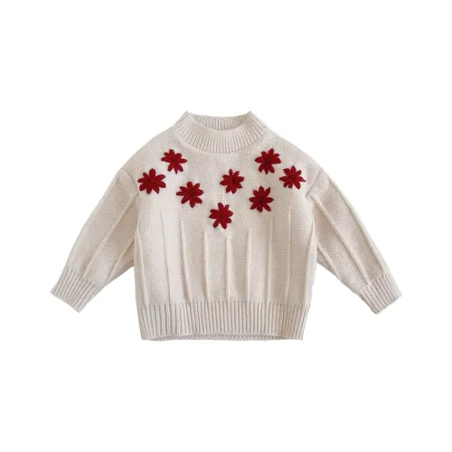 RHOBESAM Jimmy Dee Handcrafted Floral Sweater In Beige Kids Sweaters RHOBESAM Джимми Dee Ручной Цветочный Свитер в Бежевом Цвете Детские Свитера