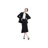 Черный деловой костюм с юбкой [деловой костюм пальто + платье с хвостом]