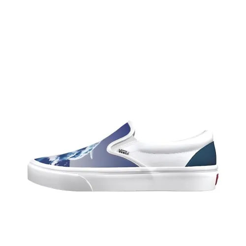 Vans Slip On Series Low Топ Скейтборд Кроссовки Унисекс Белый Синий