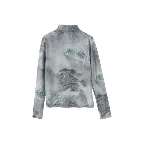 Cypress House Серо-голубой Ландшафт Рисунок Женские T-рубашки