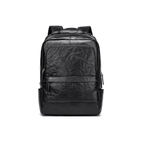 FAIRWHALE Рюкзак из коровьей кожи стандартный мужской черный