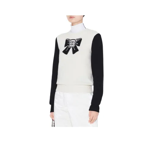 CHANEL Черный Белый Женские Свитера