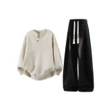 Абрикосовый топ+черные брюки