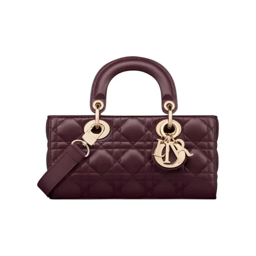 DIOR LADY D Joy Lambskin Bag Small Women's Burgundy