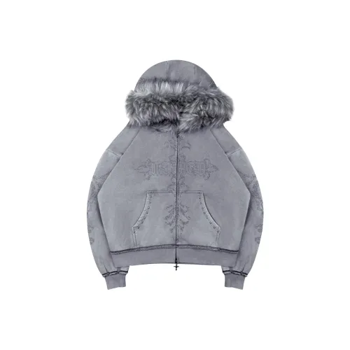 NAMED COLLECTIVE Искусственный мех STUDDED ZIP Толстовка WASHED GREY Съемный мех Куртки Пальто Женские
