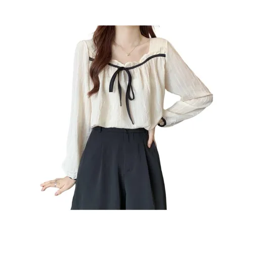 LANGQING Абрикос С подарками LANGQING Бренд Наклеенный Женские Рубашки