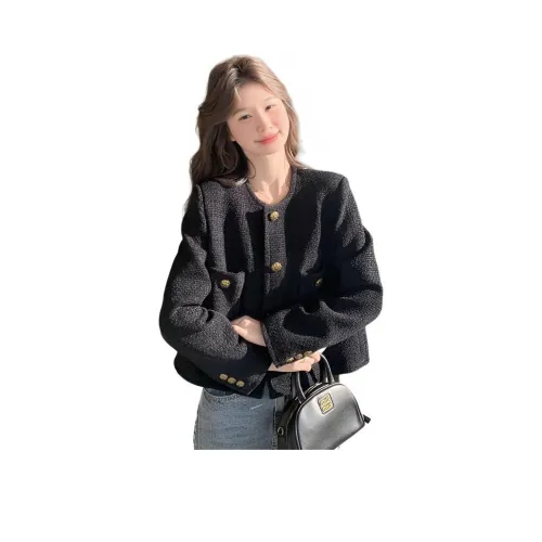 YOUSEKOO Черное Женское Короткое Пальто