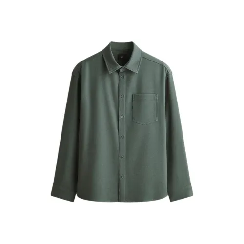 H M Серый Зеленый Мужские Рубашки