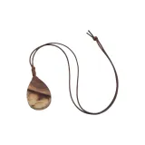 Деревянное ацетатное ожерелье с пэчворком - светлый кофейный