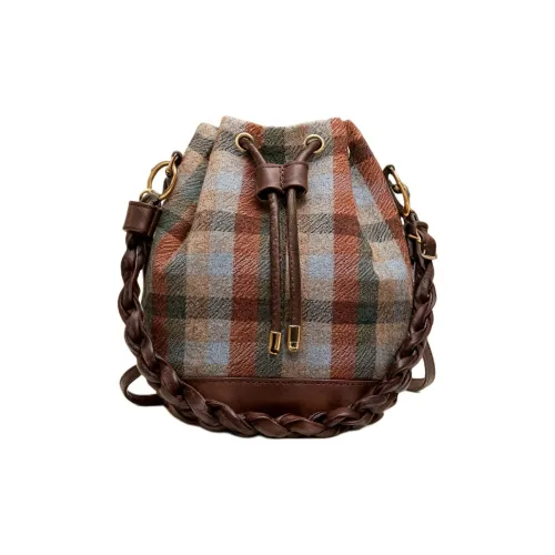 YTARA Шерстяная Сумка на одно плечо Стандартная Женская Синяя Клетка Коричневая Клетка Хаки Клетка