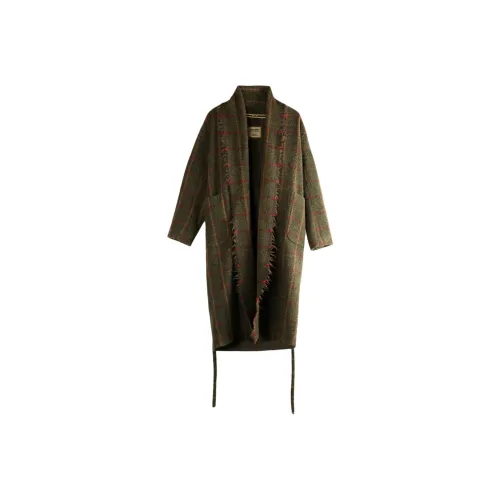 UMA WANG Зеленое Коричневое Женское Пальто