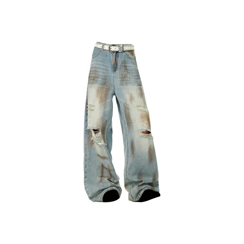 BLACK AT Wasteland Blue Unisex Jeans