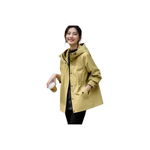 XWI Цвет зеленой сливы Желтый Зеленый Женские Куртки