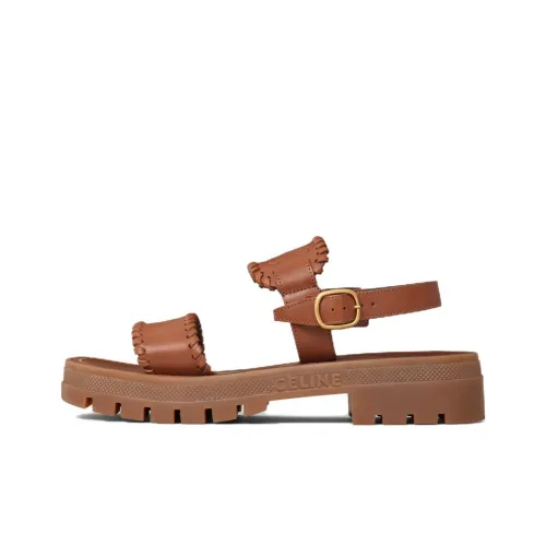 CELINE Clea Triomphe Пляжные сандалии Женские Коричневый