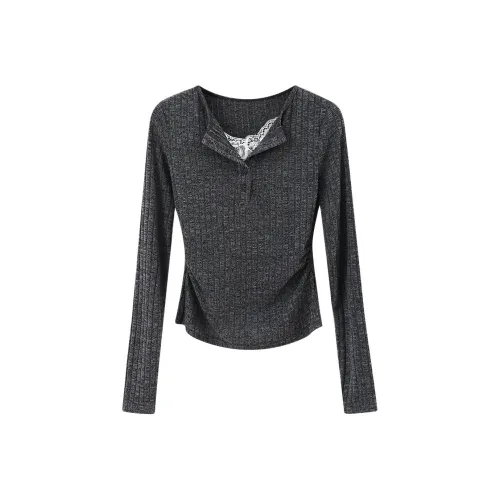 XIMENG Темный Фотиния Серый Женский T-Рубашка