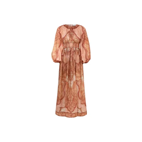 Zimmermann SS26 Длинное платье с длинными рукавами женское