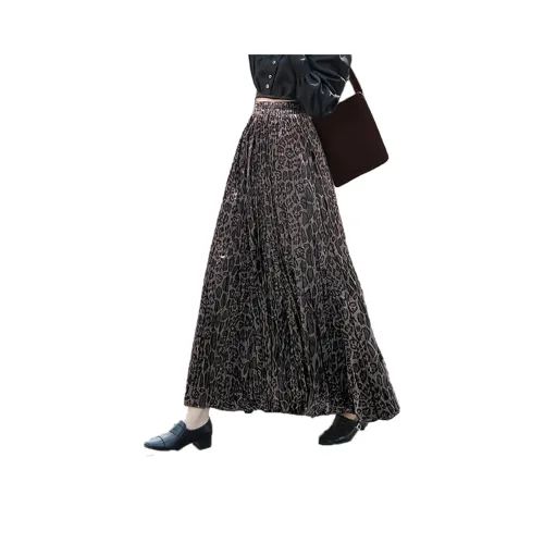 Wbwq Леопардовый принт Женские Повседневные Длинные Юбки