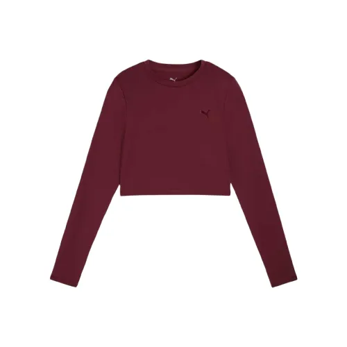 PUMA Укороченный Темно-Красный Женские Футболки