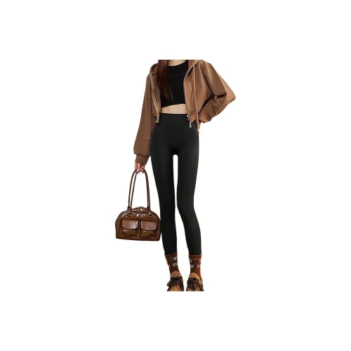 LANGQING Черные флисовые унисекс компрессионные леггинсы