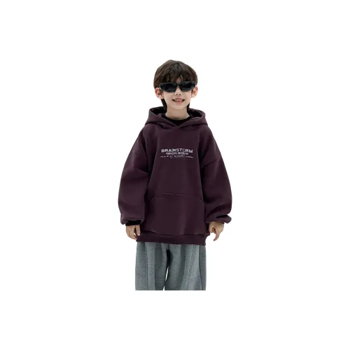 YUZHAOLIN С принтом с капюшоном флисовая подкладка худи и свитшоты темно-фиолетовый для детей свитшоты