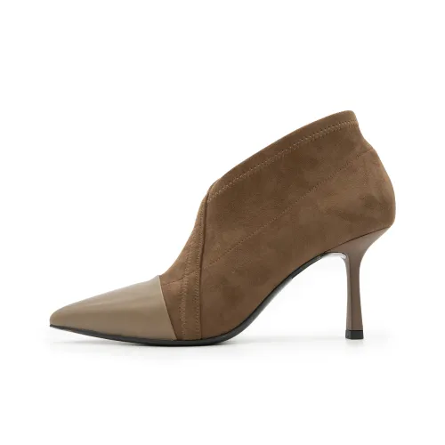 FED Высокий каблук Ботильоны 7,5 см Женские Хаки