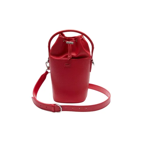 LACOSTE Корова Кожа Ведрообразная Сумка Сумка через плечо Сумка среднего размера Женская Красная