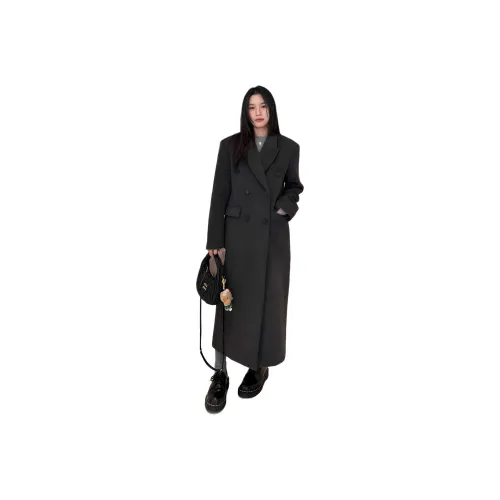 DATOUXIAYUBUCHOU Серый Утепленный Женский Пальто