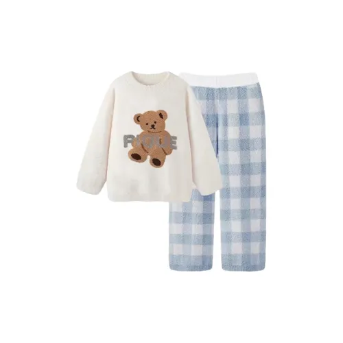 WANANNI Синий с Белым Lettering Женские Пижамные комплекты