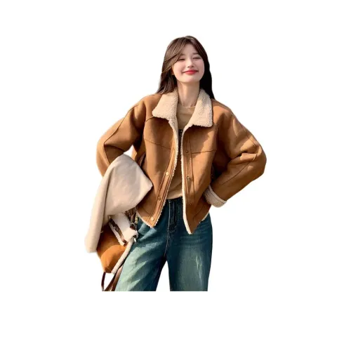 YOUSEKOO Khaki Женское короткое пальто