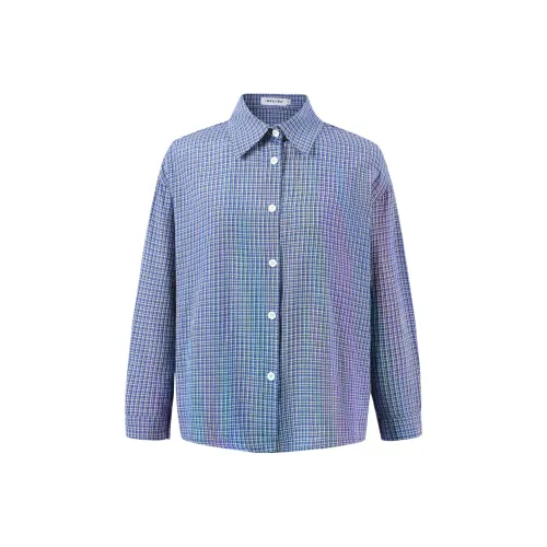 INSLIISA Синий с Белым Lettering Женские Рубашки