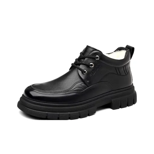 DUNNU Повседневные кожаные туфли MID Топ Черный мужской