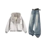 Абрикосовый топ + Синие джинсы