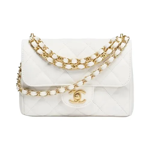 CHANEL Телячья кожа Сумка через плечо Мини Женская Белая
