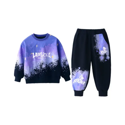 ZHIO Фиолетовый Свитшот + Штаны с флисовой подкладкой школьная повседневная спортивная одежда