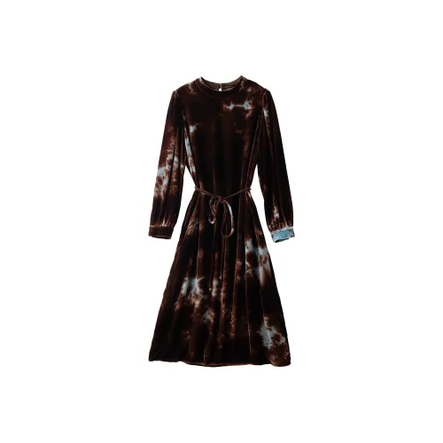 To The West Ледяной снежный Туманный Коричневый Женские Длинные Платья с Рукавами