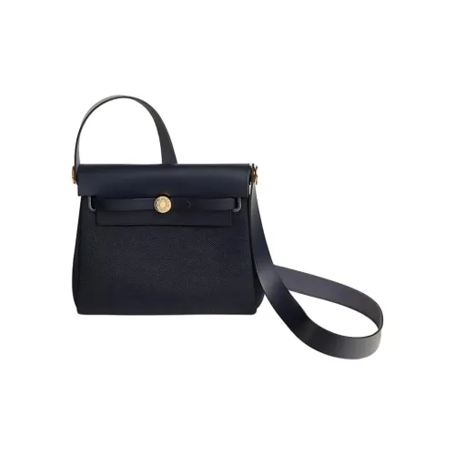 HERMES Herbag Zip Холщовая Сумка через плечо Женская Темно-синий