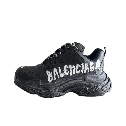 Balenciaga Triple S Low Топ Толстая подошва Кроссовки Мужские Черные