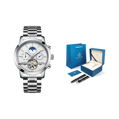 MG.ORKINA MG Автоматический Механический Механизм Стальной Ремешок Часы Мужские Белый Циферблат