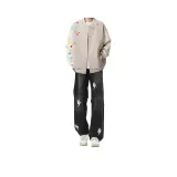 Хаки куртка + розовые черные джинсы