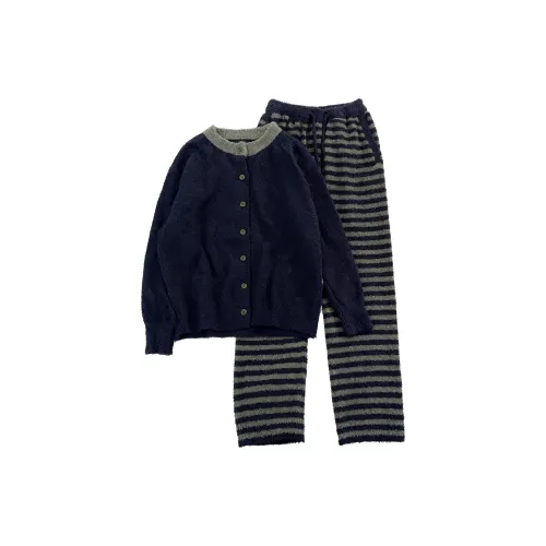 QIAOYUN Темно-синий Синий Женские Пижамные Комплекты