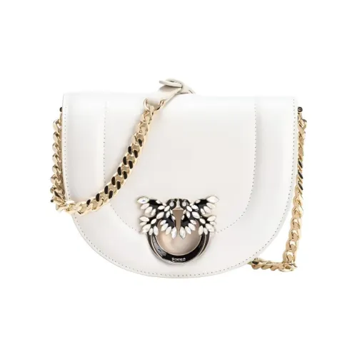 PINKO Сумка из коровьей кожи сумка через плечо мини женская шелковая белая и светло-золотая