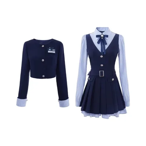 DANCANG Mock Двухкомпонентное Платье Комплекты Одежды Женские Юбка-Куртка