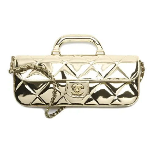 CHANEL Телячья кожа Сумка Большая Женская Золотая