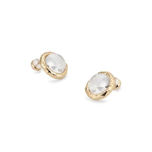 Серьги-кольца Retro Chic из латуни с золотым покрытием инкрустированные кристаллами серия Flora женские