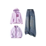 [Утолщенный и с флисовой подкладкой] Силиконовый Eye-Lift K Фиолетовый + Однотонный Джинсовый Синий + Силиконовый Eye-Lift K Фиолетовый