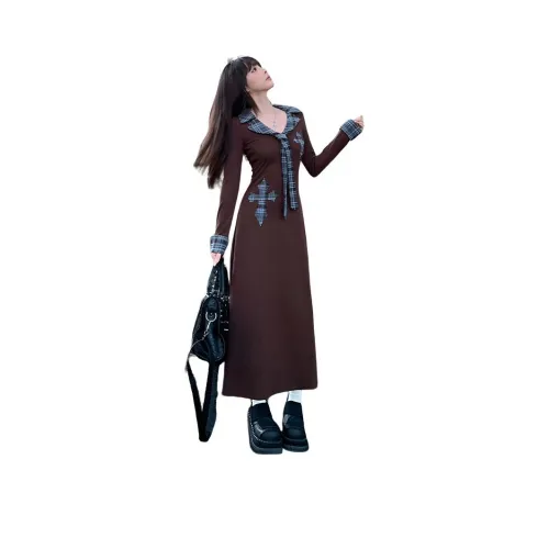 YOUSEKOO Длинное платье с длинными рукавами женское