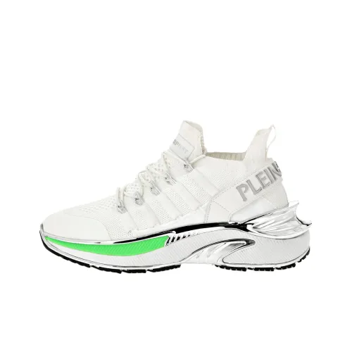 PLEIN SPORT Низкий топ Повседневная обувь Унисекс Белый Неоново-зеленый