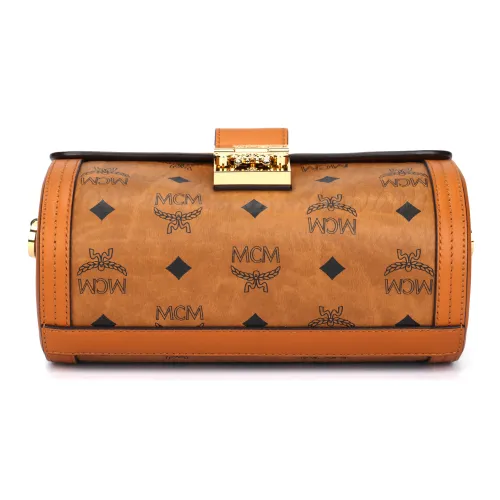 MCM Tracy Visetos Покрытый холст с кожаными вставками Сумка через плечо Маленькая Женская Коньячный Коричневый